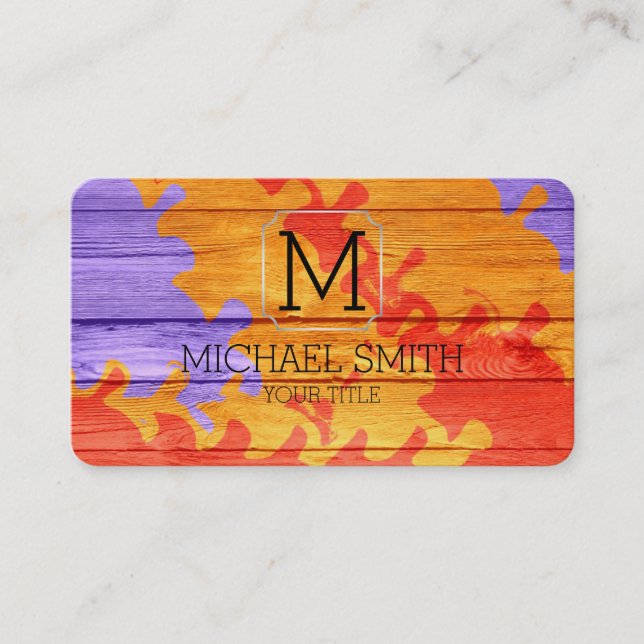 Colourful Abstract Art Monogram #25 Business Card (Front)