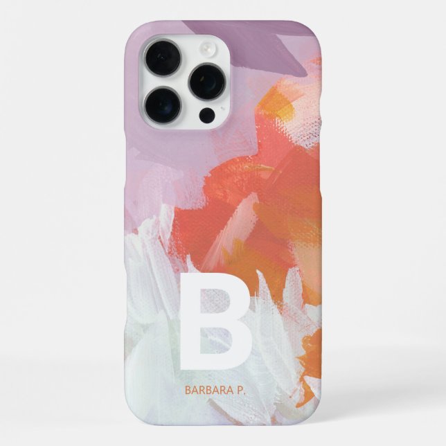 Colourful Abstract Art Monogram Custom Name iPhone Case (Back)