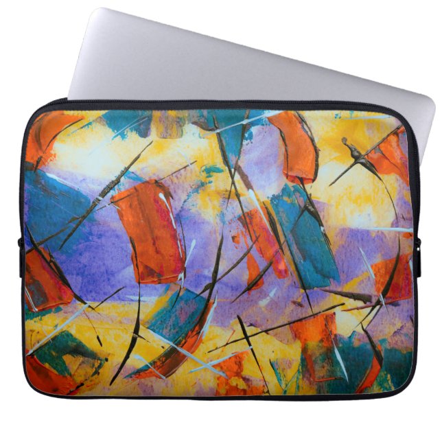 Colourful abstract art on computer bag (Front)