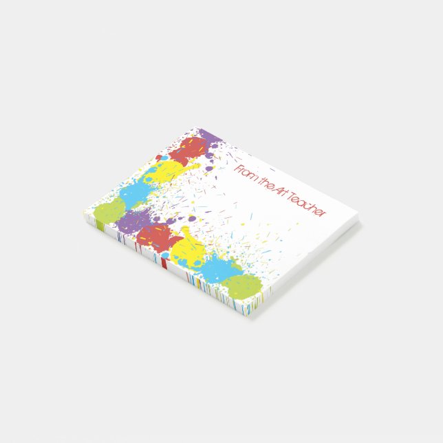 Colourful Abstract Art Paint Spatter Note (Angled)