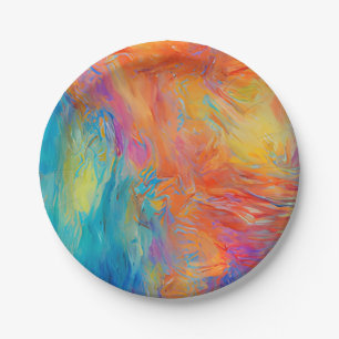 Colourful Abstract Art Painting Mod Hip Fun Paper Plate