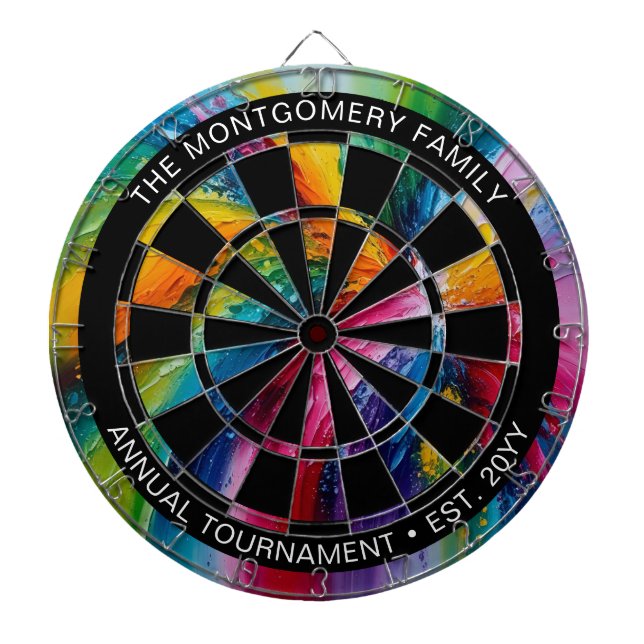Colourful Abstract Art Personalised Dartboard (Front)