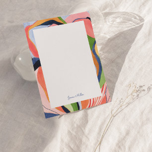 Colourful Abstract Art Personalised Flat Note Card