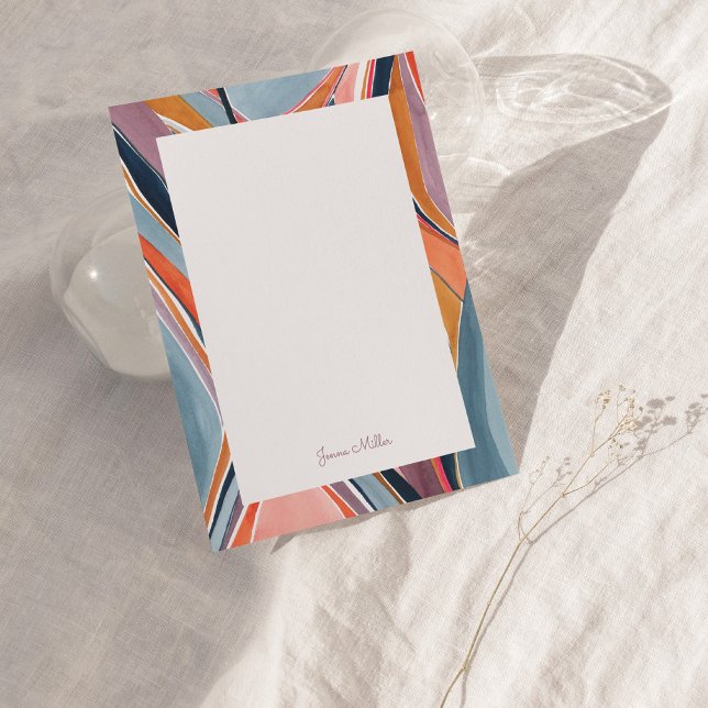 Colourful Abstract Art Personalised Flat Note Card (Creator Uploaded)