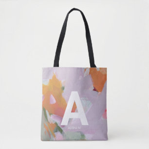 Colourful Abstract Art Personalised Monogram Gift Tote Bag