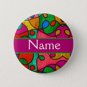 Colourful Abstract Art Personalised Name 6 Cm Round Badge