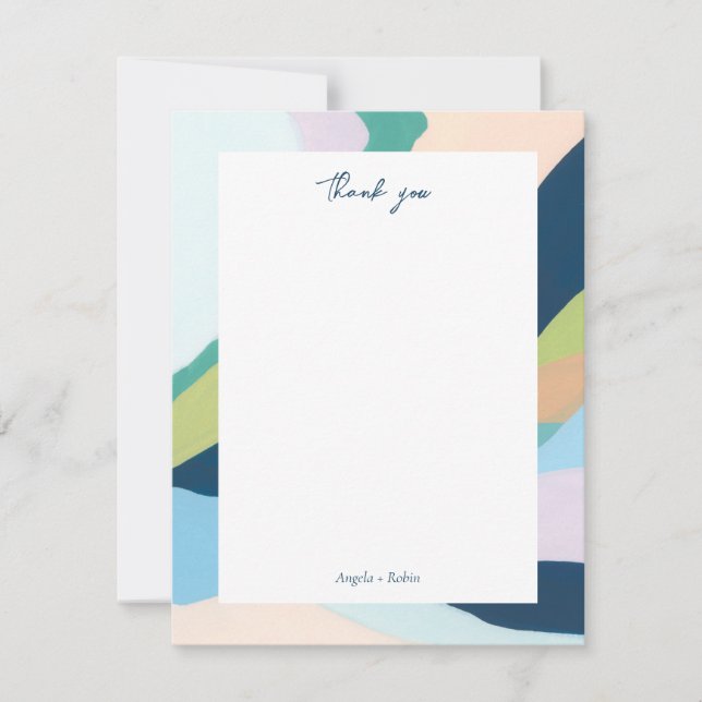 Colourful Abstract Art Personalised Thank you Note Invitation (Front)