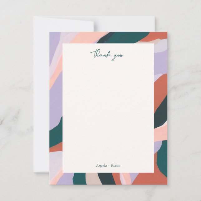 Colourful Abstract Art Personalised Thank you Note Invitation (Front)