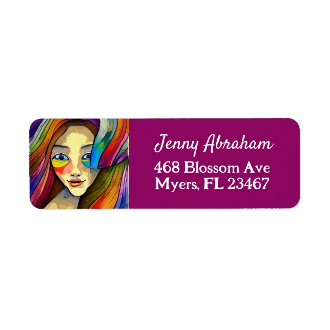 Colourful Abstract Art Pretty Girl (Front)