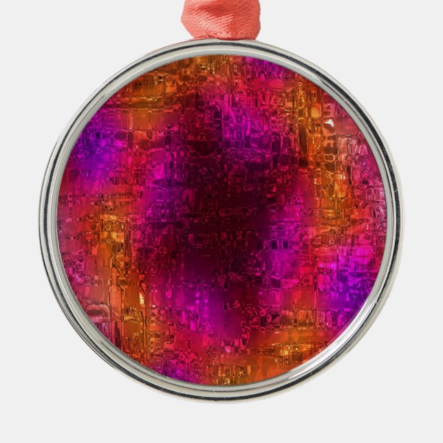 Colourful Abstract Art, Purple Orange Pink Metal Tree Decoration (Front)