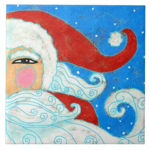 Colourful Abstract Art Santa Claus Tile