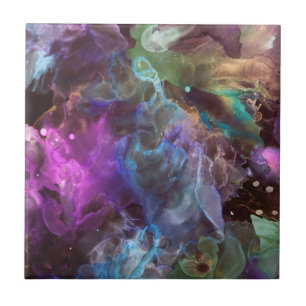Colourful Abstract Art Space Nebula Tile