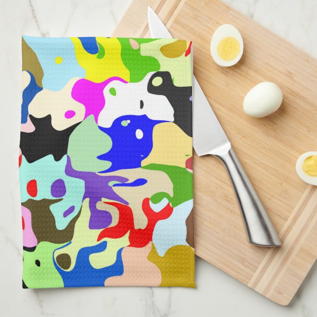 Colourful Abstract Art Tea Towel (Quarter Fold)
