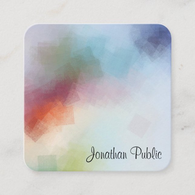 Colourful Abstract Art Template Elegant Modern Square Business Card (Front)