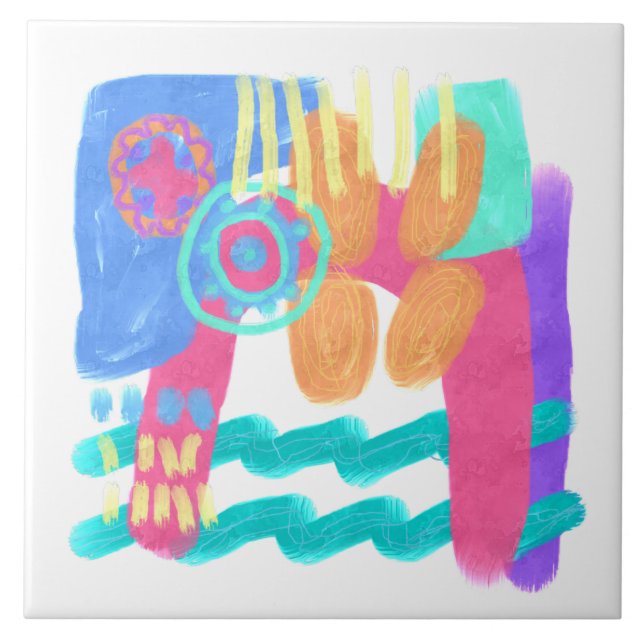 Colourful Abstract Art Tile (Front)