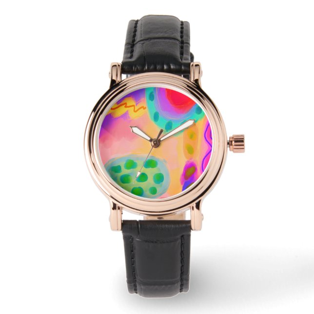 Colourful Abstract Art to Wear Watch (Front)