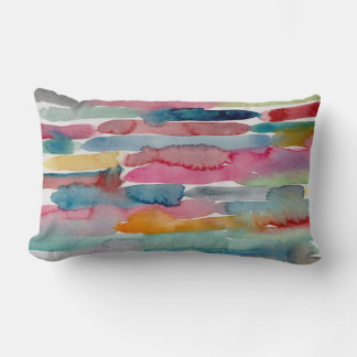 Colourful Abstract Art Watercolor Brush Strokes Lumbar Cushion
