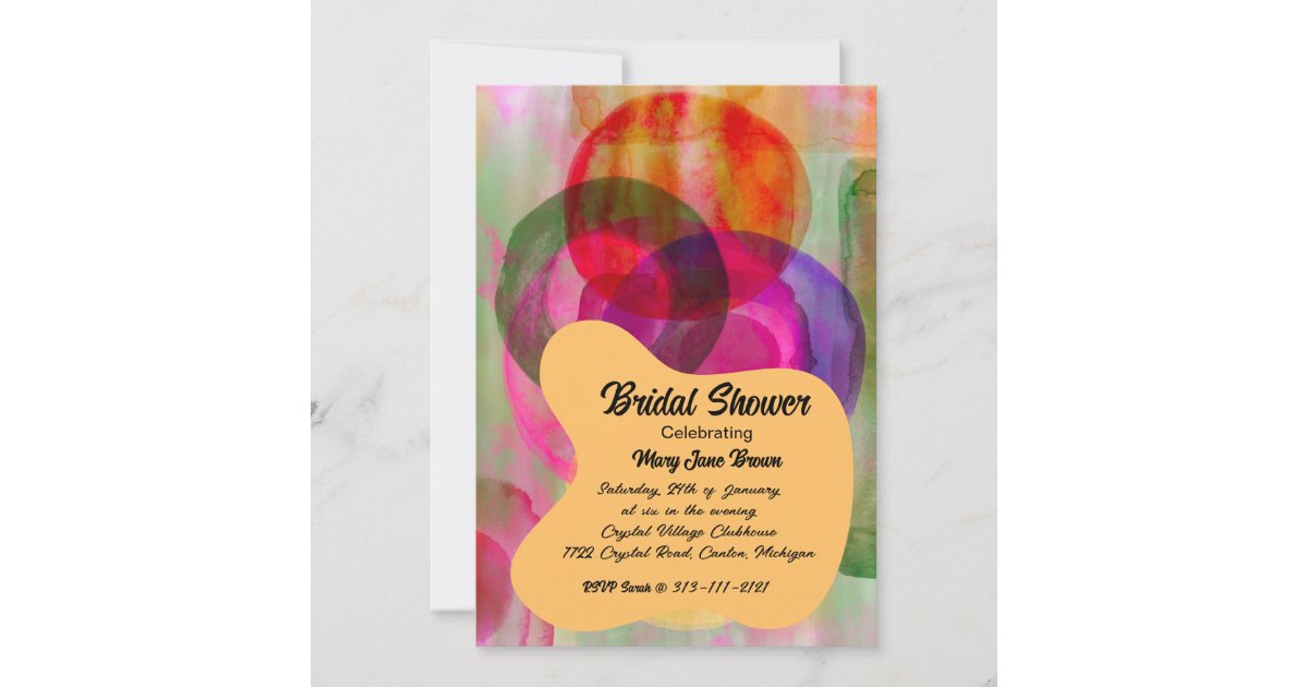 Colourful Abstract Art Wedding Invitation-Custom Invitation | Zazzle