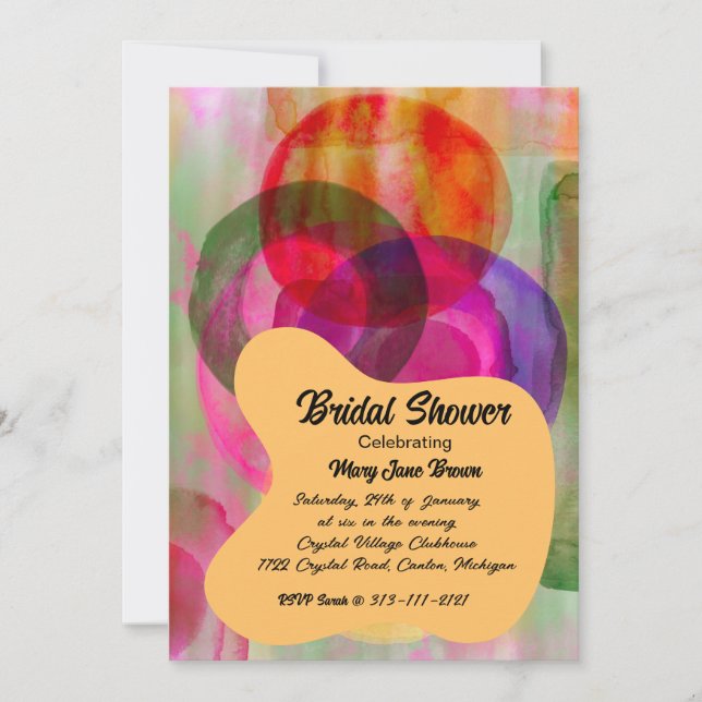 Colourful Abstract Art Wedding Invitation-Custom Invitation (Front)