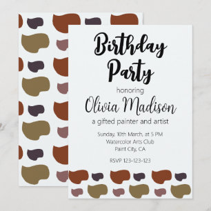 Colourful Abstract Artist Birthday Party Invitation