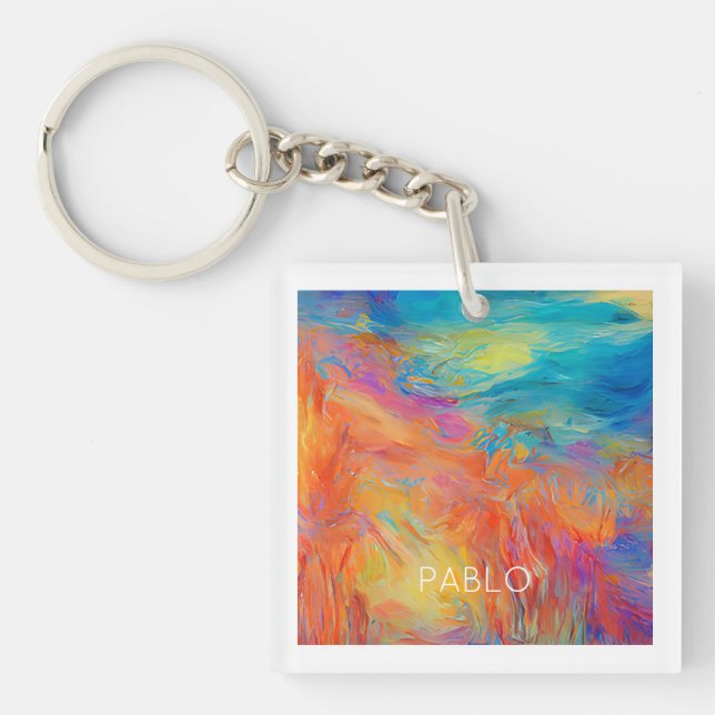 Colourful Abstract Artist Painting Fun NAME Mod Hi Key Ring (Front)