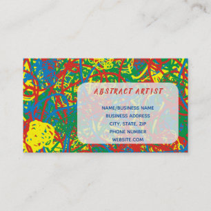 Colourful Abstract Artist Red Yellow Green Blue Ar Business Card