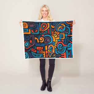 Colourful Abstract Artistic Graffiti Pattern Fleec Fleece Blanket
