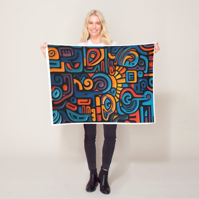 Colourful Abstract Artistic Graffiti Pattern Fleec Fleece Blanket (In Situ)