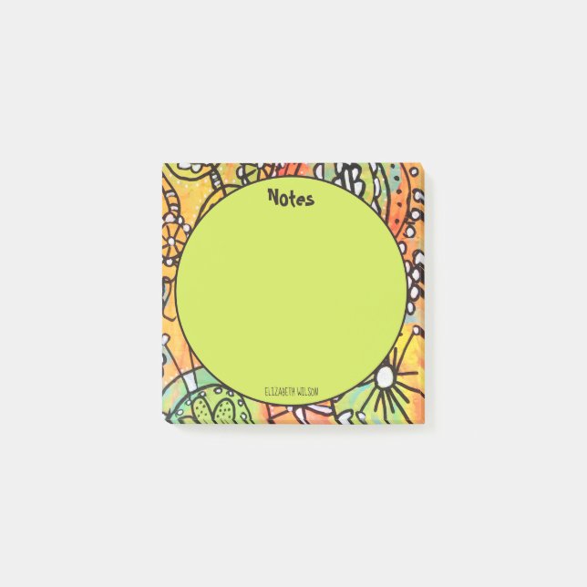 Colourful Abstract Artsy Doodles Post-it Notes (Front)