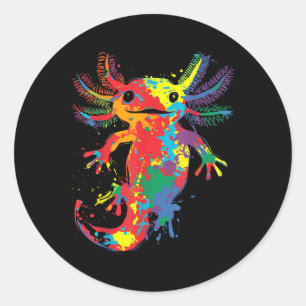 Colourful Abstract Axolotl Painting Art Graphic Mo Classic Round Sticker