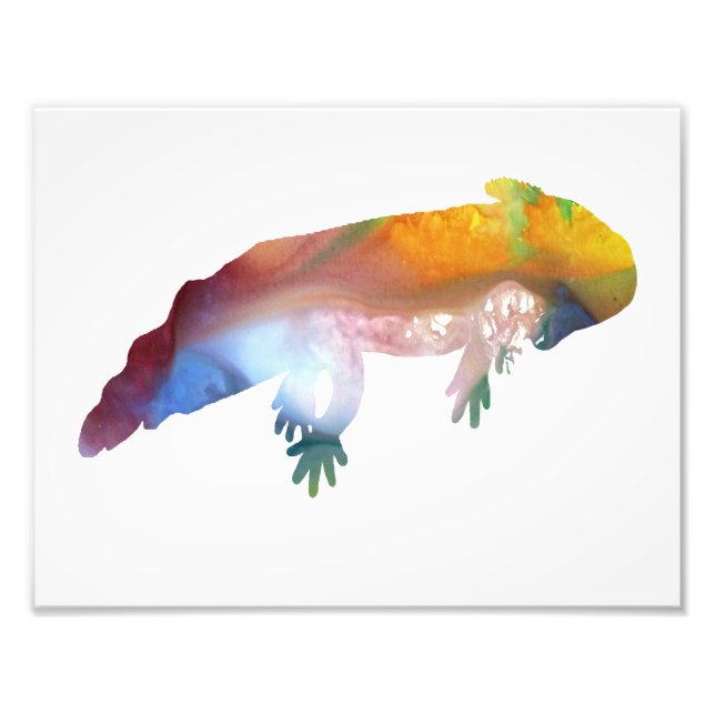 Colourful abstract axolotl silhouette photo print (Front)