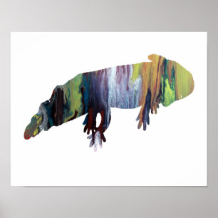 Colourful abstract axolotl silhouette poster