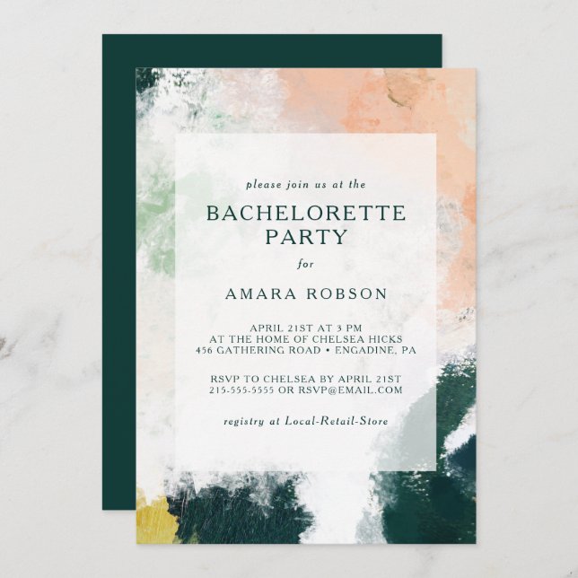 Colourful Abstract Bachelorette Party Invitation (Front/Back)