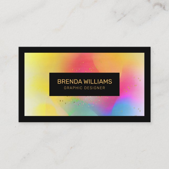 Colourful abstract background black frame business card (Front)