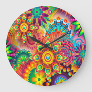 Colourful Abstract Background Large Clock