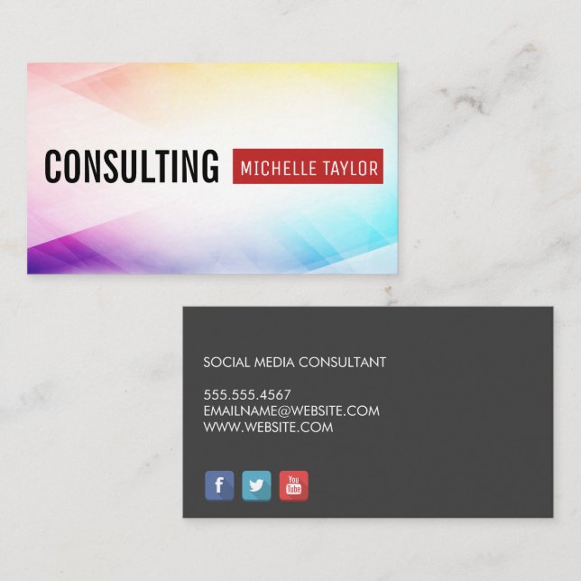 Colourful Abstract Background | Red Bar Business Card (Front/Back)