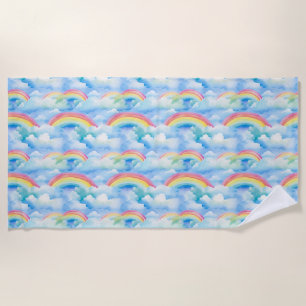 Colourful Abstract Background with Rainbows Beach Towel