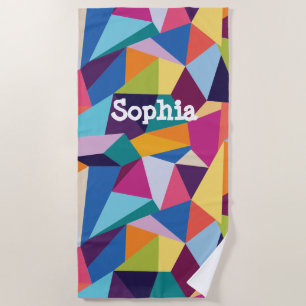 Colourful Abstract Beach Towel with Custom Text