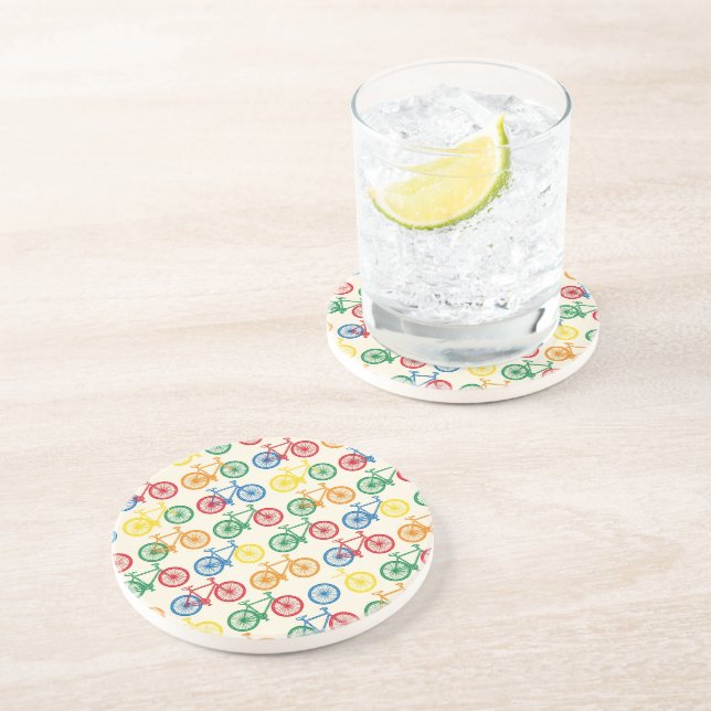Colourful Abstract Bicycle Pattern Design Coaster (Side)