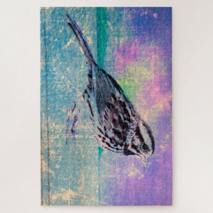 Colourful Abstract Bird Art: Vibrant Songbird Jigsaw Puzzle