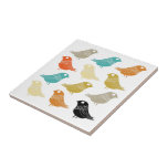 Colourful Abstract Birds Mid-century Modern Tile<br><div class="desc">This fabulous mid century modern tile features rows of bright birds,  in the colours of turquoise,  orange,  cream,  green,  tan,  and black. This will make a fabulous addition to your kitchen decor!</div>