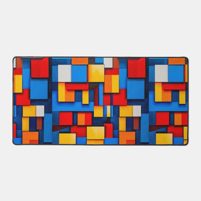 Colourful abstract blocks desk mat (Front)