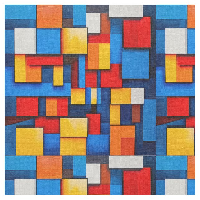 Colourful abstract blocks fabric (Close Up)