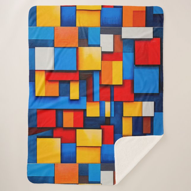 Colourful Abstract Blocks For Home Decor Sherpa Blanket (Front)