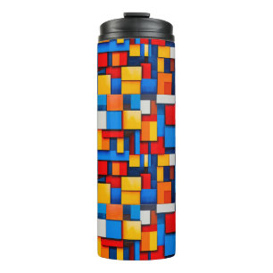 Colourful abstract blocks thermal tumbler