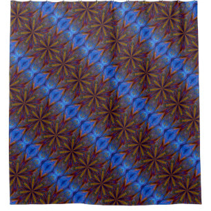 Colourful Abstract Blue And Gold Pattern  Shower Curtain