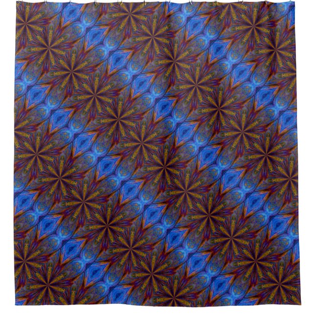 Colourful Abstract Blue And Gold Pattern  Shower Curtain (Front)