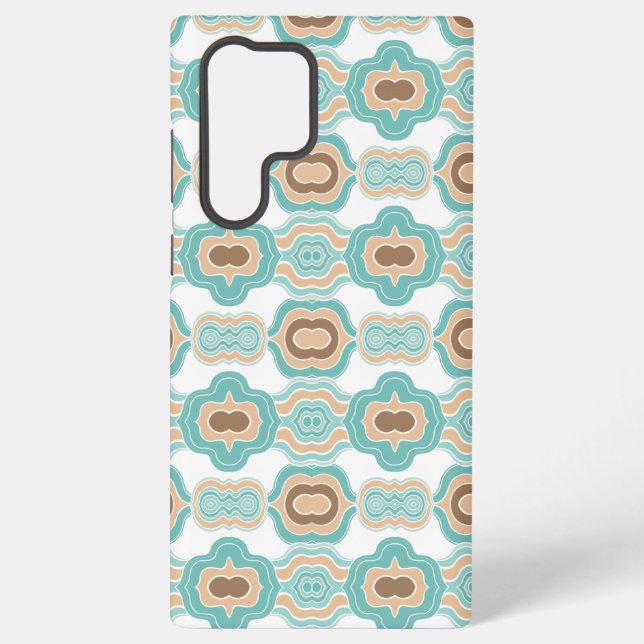Colourful abstract blue/brown/tan medallion samsung galaxy s22 ultra case (Back)