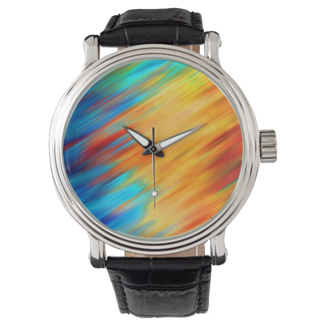 Colourful Abstract Blue Orange Flare Watch (Front)