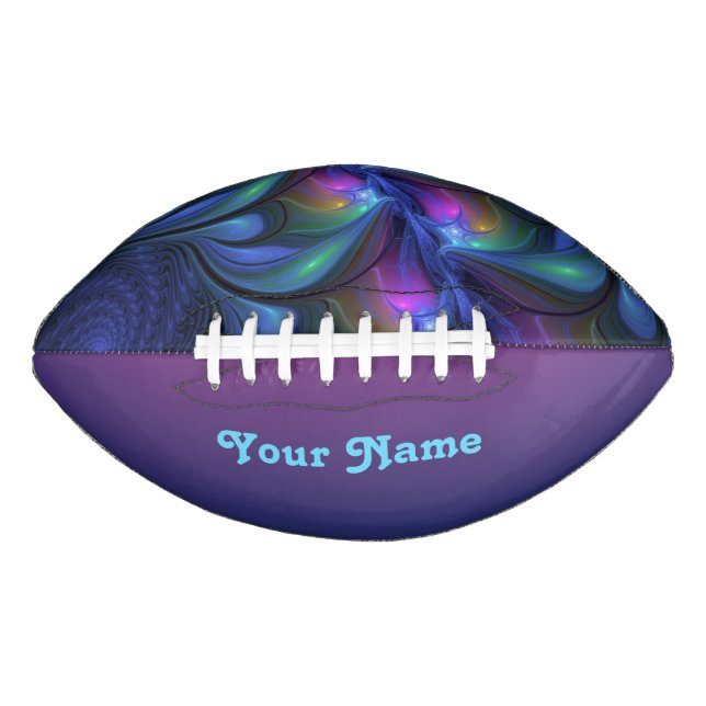 Colourful Abstract Blue Pink Green Fractal Own Nam American Football (Front)